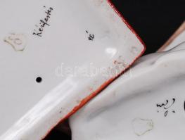 Drasche kézzel festett porcelán nyúl és bagoly, hibátlan, jelzett, 24x14 cm