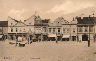 Eperjes, Fő utca, Einzig Adolf és Thinschmidt Tivadar üzletei / Main street, shops, cafe