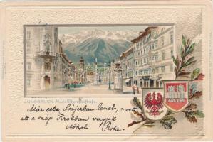 Innsbruck, Maria Theresien Strasse / street, coat of arms, Emb. litho