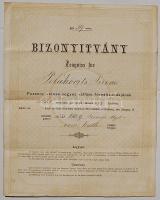1873/74 Bizonyítvány a poszonyi főreáltanodából