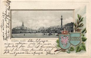 Kojetín, Námestí / main square, coat of arms, Emb. litho