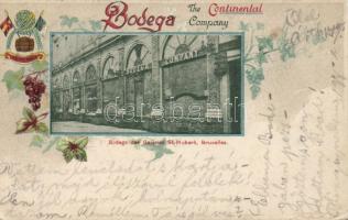 Brussels, Bruxelles; Bodega des Galeries St-Hubert, Bodega the Continental Company; floral litho