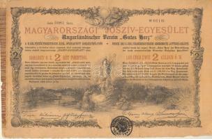 Budapest 1888. "Magyarországi Jószív Egyesület" sorsjegye, pecsételéssel 2Ft-ról magyar és német nyelven T:II-