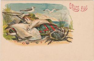 'Gruss aus...' Fish litho