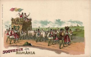 'Agricultura Romana' Romania, folklore, litho