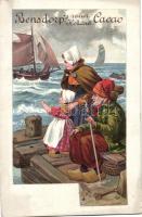 Bensdorp Cacao, Dutch folklore, advertisement, litho