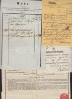 1849-1910 Nyugták, átvételi elismervények (4db), 1849 Feladási vevény gróf Keglevich Gábornak, illet...