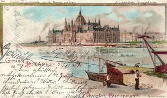 Budapest V. Parlament, litho (levágott / cut)