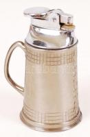 Működő fém öngyújtó, korsó formájú, alján kis hibával, m:9 cm