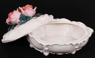 Ens rózsás bonbonier, jelzett, hibátlan, kézzel festett/ Handpainted  ENS chinaware bonbonier, 11×20...