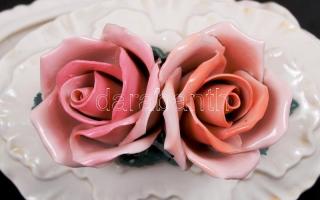 Ens rózsás bonbonier, jelzett, hibátlan, kézzel festett/ Handpainted  ENS chinaware bonbonier, 11×20...