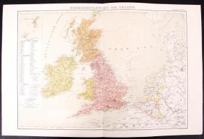 cca 1890 Világtérkép német nyelven, Brockhaus / 
Maps from Brockhaus, 34,5x55cm; cca 1890 Nagy Brita...