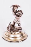 Ezüstözött bronz puttó gyertyatartó ezüst talpon / silvered bronze candle holder on silver plate 13 ...