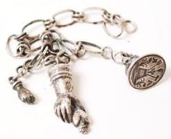 cca 1860 Ezüst násfa (amulett) molnár céh(?) pecsétnyomójával valamint okkult szimbolumokkal: fityis...