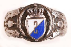 cca 1916 I. világháború 2 db ezüst gyűrű: német patrióta gyűrű zománc díszítéssel + alakulati zománc...