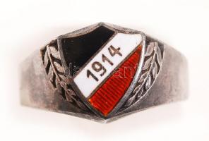 cca 1916 I. világháború 2 db ezüst gyűrű: német patrióta gyűrű zománc díszítéssel + alakulati zománc...