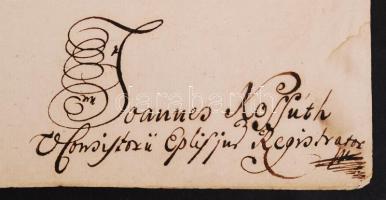 1763 Salbeck Károly váci nagyprépost, ercsi apát által kiadott és aláírt okirat Kossuth János titkár...