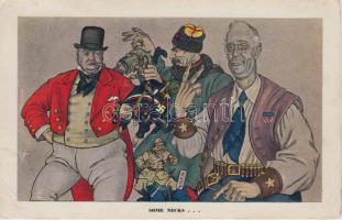 1942 - Szyk Caricatures. A complete set of 6 humourous propaganda postcards; caricatured by Arthur S...