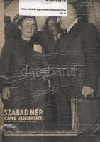 Rákosi Mátyás gépállomási brigádvezetővel beszélget a tanelőcsoportok küldötteinek I. osztályú értekezletén ("Szabad Nép" képes melléklete 1950.I.29)