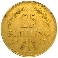 Ausztria 1927. 25Sch Au (5.89g/0.900) T:2,2- Austria 1927. 25 Schilling Au "5.89g/0.900" C:aXF