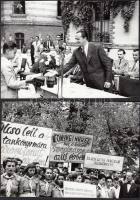 cca 1947-1949 Ortutay Gyula (1910-1978) iskolai tanévnyitó ünnepségen új tankönyveket adott át, eredeti negatívokról készült későbbi nagyítások, 2 db, 12x17 cm