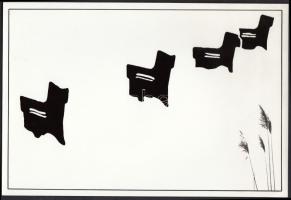 1978 Bogdán Lajos: Padok náddal, vintage fotóművészeti alkotás, hátoldalán feliratozva, 16x23 cm