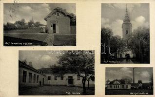 Nagysalló Calvinist church and school, shop, mill