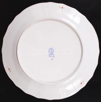 Herendi narancssárga Apponyi mintás lapostányér szett, kézzel festett, hibátlan, jelzett, d:25,5 cm