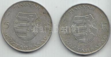 1947. 5Ft Ag "Kossuth" (2x) T:2-