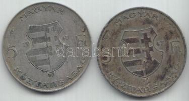 1947. 5Ft Ag "Kossuth" (2x) T:2-