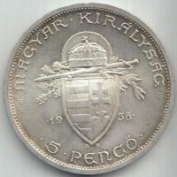 1938. 5P Ag "Szent István" T:2- Adamo P8.1