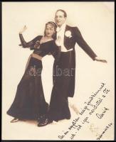 1936 L&#8217; ART fotószalon: Anccy & Solly Linder táncospár reklámfotója, ajánlással, felületén ragasztónyom, 21x17 cm