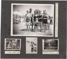1938 Balatonalmádiban készült fotók, 10 db fotó albumlapra felragasztva, 4x3 és 12x9 cm közötti méretekben