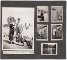 1938 Balatonalmádiban készült fotók, 10 db fotó albumlapra felragasztva, 4x3 és 12x9 cm közötti mére...