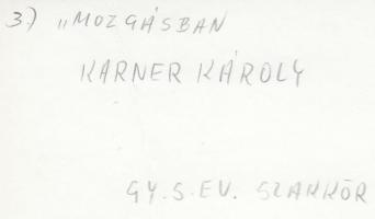 cca 1970-1980 Karner Károly: Mozgásban, feliratozott vintage fotóművészeti alkotás, 11x18 cm