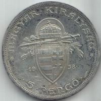 1938. 5P Ag "Szent István" T:2- Adamo P8.1