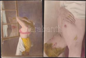 cca 1930-1940 Kézzel színezett, finoman erotikus fényképek / erotic photos, 12x17 cm