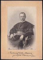 1905 Gróf Majláth Gusztáv Károly  (1864&#8211;1940) erdélyi római katolikus püspök Gyulafehérváron; feliratozva, kartonra ragasztva, képméret: 14x9 cm, karton: 19x13 cm