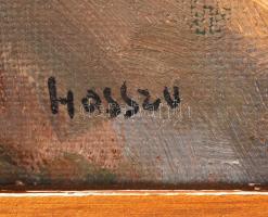 Hosszú jelzéssel: Tengerparti táj. Olaj, vászon, antik sérült keretben 48×55 cm