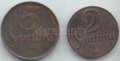 Lettország 1928. 2S + 1922.  5S T:2 Latvia 1928. 2 Santimi + 1922. 5 Santimi C:XF Krause KM#2,3