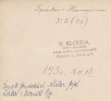 1930 Klouda (Prága): Spárta &#8211; Hungária 3:2, emelt térddel Kléber fejel, feliratozott, pecs...