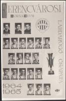 1964-1965 FTC labdarugó csapata, kistabló, a képek alatt jól olvashatók a játékosok nevei, 17x11cm