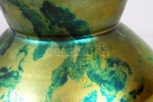 Zsolnay eozin mázas váza, jelzett, hibátlan, m:16,5 cm / Antique Zsolnay eosin vase, perfect conditi...