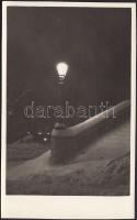 cca 1945-1955 Szabó Lajos: Éjjel a Várhegyen, vintage fotó, pecséttel jelzett, 12x8 cm