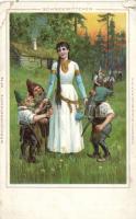 Schneewittchen, Märchenpostkarte No. 19., Kunstandtalt Wilhelm Boehme, litho (b)