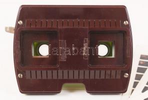 cca 1960-1970 Térhatású, erotikus képek Stereoclic nézőkével együtt, 4 vetítőkártyán 32 sztereo képp...