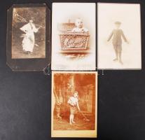 1880-1900 Régi keményhátú fényképek, 4 db, 16x11 cm