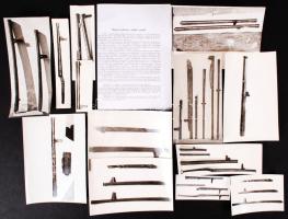 cca 1957-1965 Dr. Kozák Károly régész: A magyar nyélbeütős szakállas puskák c. fegyvertörténeti dolgozata, 13 db kfl méretű fotóval