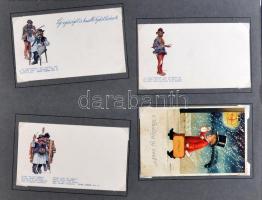 Képeslaptétel, 254 háború előtti vegyes lap, magyar és külföldi városképes és motívum, albumban és d...