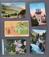 Képeslaptétel, 254 háború előtti vegyes lap, magyar és külföldi városképes és motívum, albumban és d...